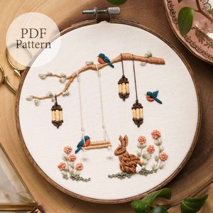 PDF Pattern - 6" Garden Swing - Step By Step Beginner Embroidery Pattern With YouTube Tutorials