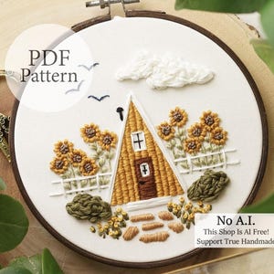 Patrón PDF - Cabaña Sunshine de 15 cm - Patrón de bordado paso a paso para principiantes con tutoriales en YouTube