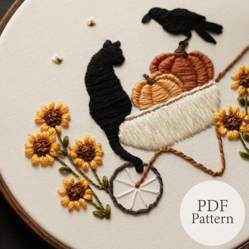PDF Pattern - 6" Autumn Gardeners - Step by Step Beginner Embroidery ...