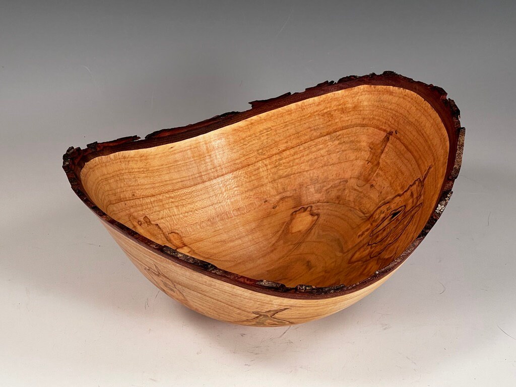 Live Edge Bowl Wood Turn Bowl Maple Live Edge Bowl Etsy