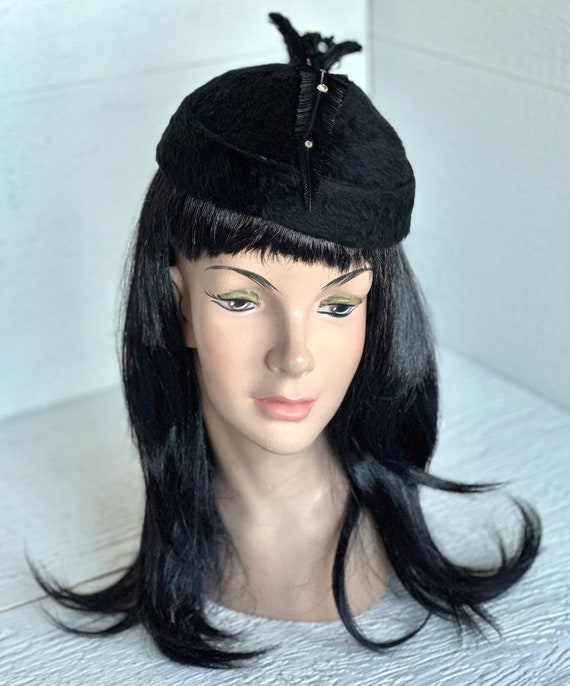 1940s | Women’s Vintage Hat | Fur Felt | Rhineston