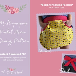 DIY Multi-Purpose Pocket Apron Sewing Pattern - Adult & Child Sizes