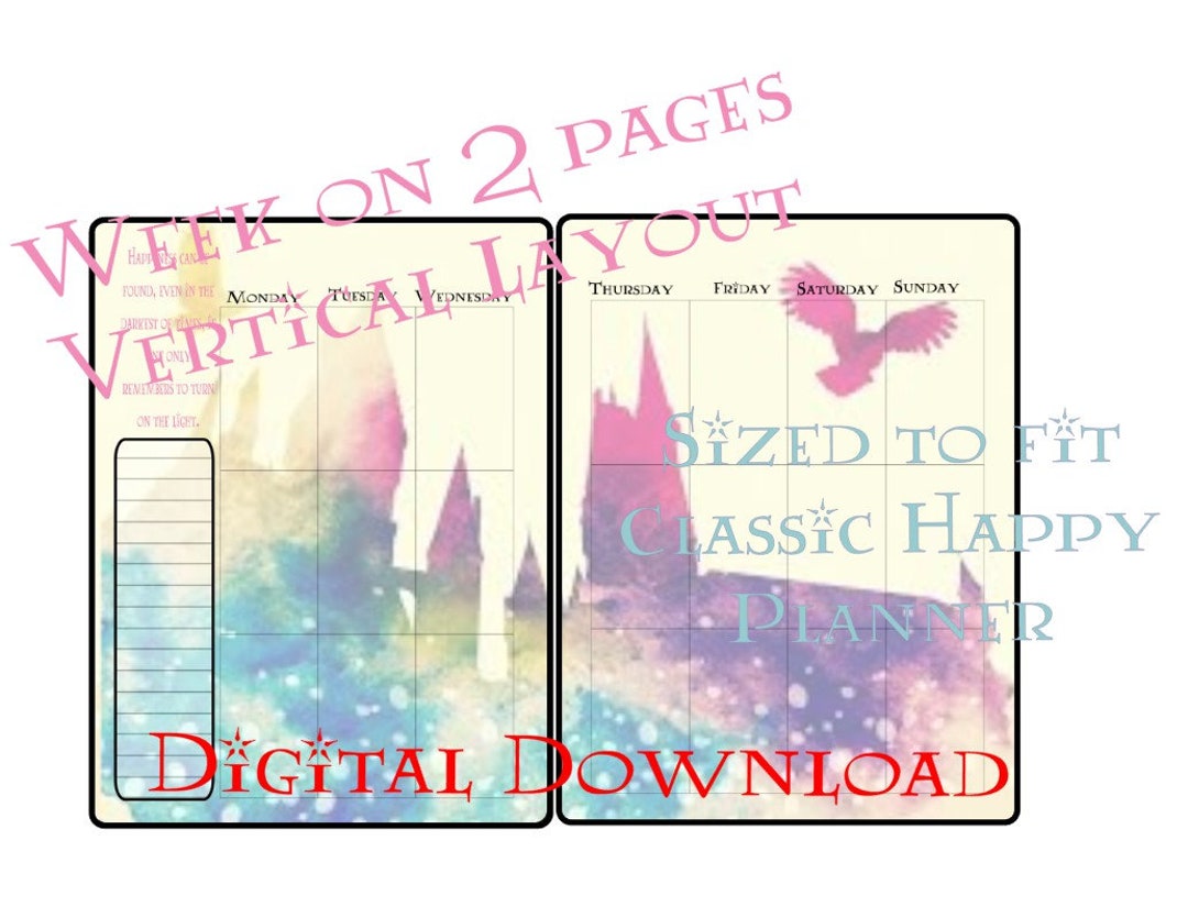 Printable Wizard Vertical Weekly Planner Layout Undated - Etsy