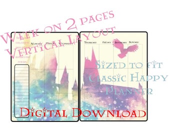 Printable Wizard Vertical Weekly Planner Layout Undated