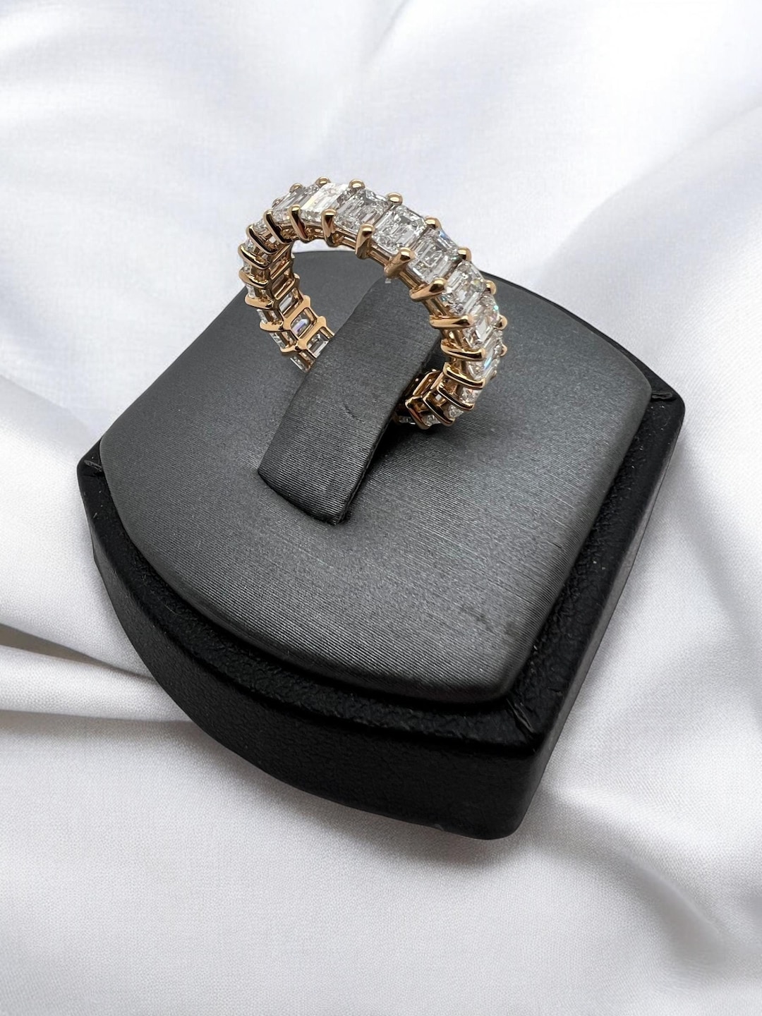 Gorgeous 14K Yellow Gold Lab Grown Emerald Cut Diamond Eternity Band ...