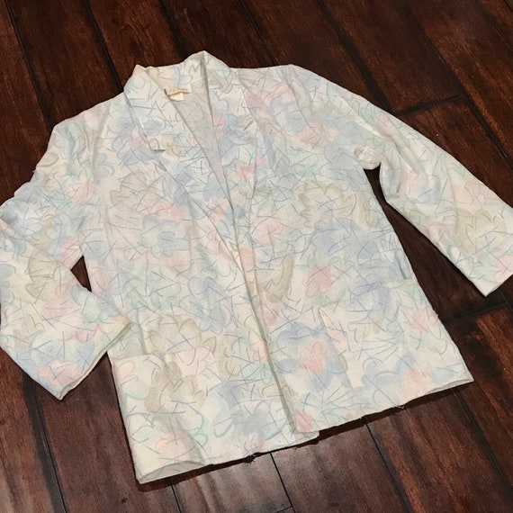 Vintage 80s Blazer Womens 7/8 Ladies Pastel Abstra
