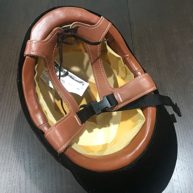 Vintage 90s Velvet Equestrian Helmet Lexington Safety LS410 Size 7 Horse Riding Hat NEW Black Adjustable Head Protection Gear Kids Sports