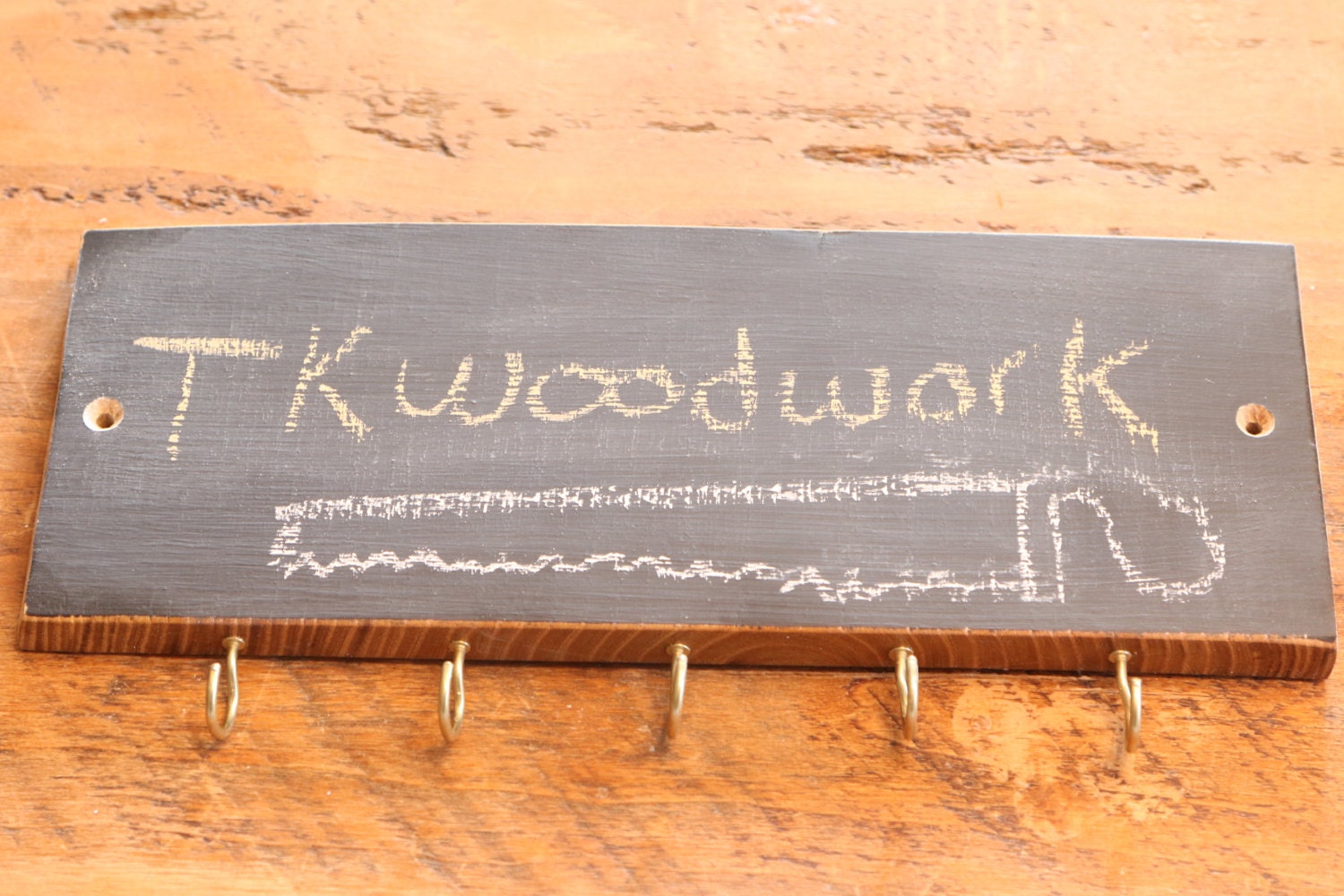 Live Edge Chalkboard Key Ring Holder Etsy