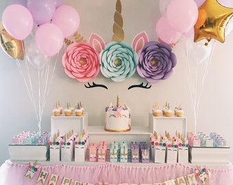 Unicorn Party Paper Flower Backdrop Unicorn Party Paper Flower Backdrop