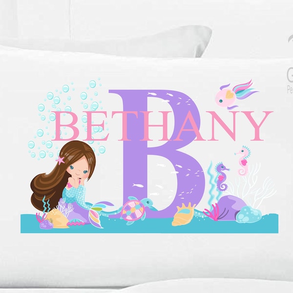 Girls Personalized Mermaid Pillow Case Mermaid Under The Sea Little Mermaid Pillowcase Mermaid Room Decor