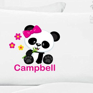 Personalized Girl Panda Bear Pillow Case Zoo Safari Jungle Pillow Case Jungle Animal Pillow Case
