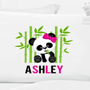 Personalized Zoo Safari Jungle Pillow Case Girl Panda Bear Pillow Case Jungle Animal Pillow Case