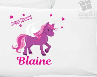 Personalized Unicorn Pillow Case Unicorn Pillowcase Kids Room Decor