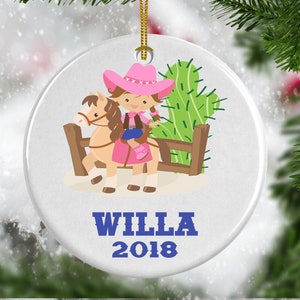 Personalized Horse Ornament, Cowgirl Ornament Girl On Horse Ornament, Cowgirl Gift, Horse Lover Gift, Keepsake Gift