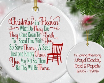 Personalized in Memory Ornament Christmas in Heaven Memorial Gift Remembrance Gift