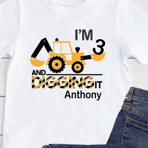 Personalized Construction Birthday Shirt, Construction Theme Birthday Party, Birthday Construction Shirt| Birthday Boy Shirt, Digging It