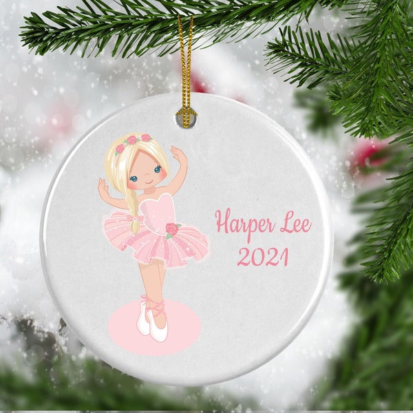 Personalized Pink Ballerina Ornament, Girl  Ballerina  Dance Ornament , Keepsake Ornament