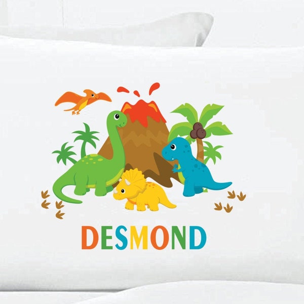 Boys Dinosaur Pillowcase - Personalized Dinosaur Pillow Case Kids Personalized Pillowcase