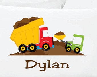 Personalized Dump Truck Pillow Case Construction PillowCase