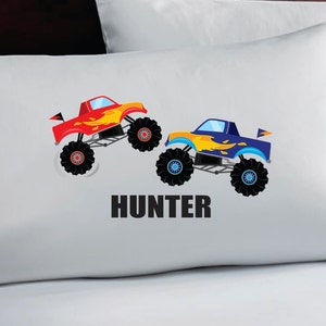 Personalized Monster Truck Pillow Case Boys Truck Pillowcase Pillow Case
