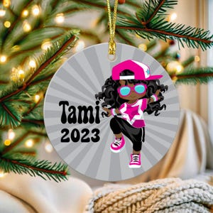 Personalized Girls Hip Hop Christmas Ornaments, Customizable Girl Hip Hop Dance Ornament, Keepsake Ornament, Hip Hop Gift, Dancer Gift