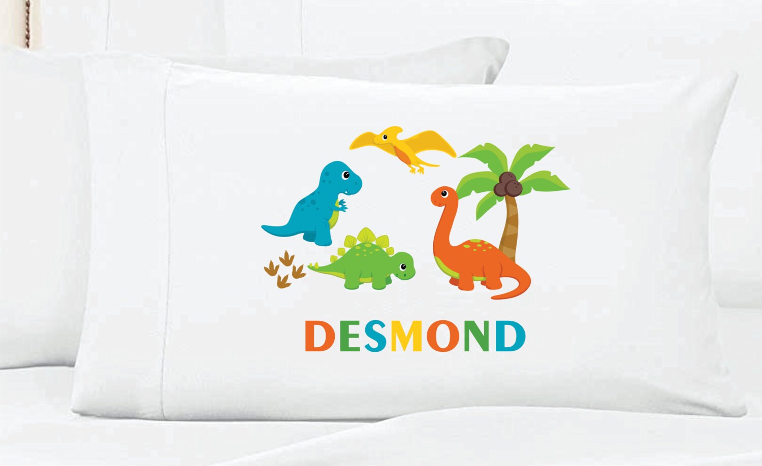 Boys Dinosaur Pillowcase Boys Personalized Dinosaur Pillow Etsy
