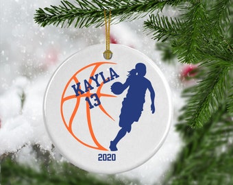 Personalized Girls Basketball Ornament, Basketball Player Gift, Team Sports Gift, Keepsake Ornament