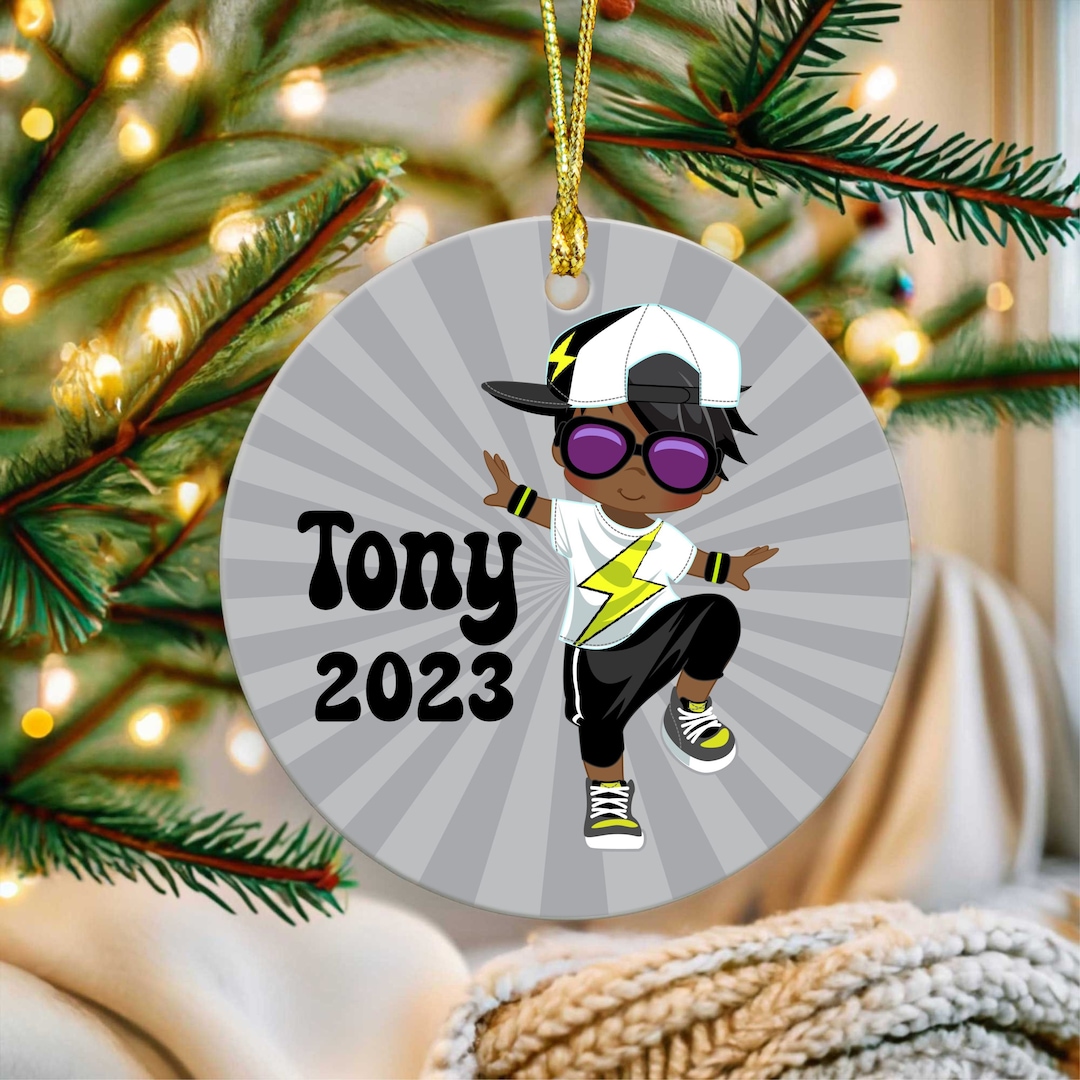 Personalized Boys Hip Hop Christmas Ornaments, Customizable Boys Hip Hop Dance Ornament