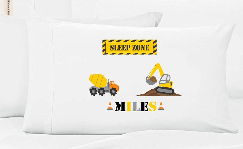 Personalized Excavator Construction Cement Truck Pillow Case Construction PillowCase