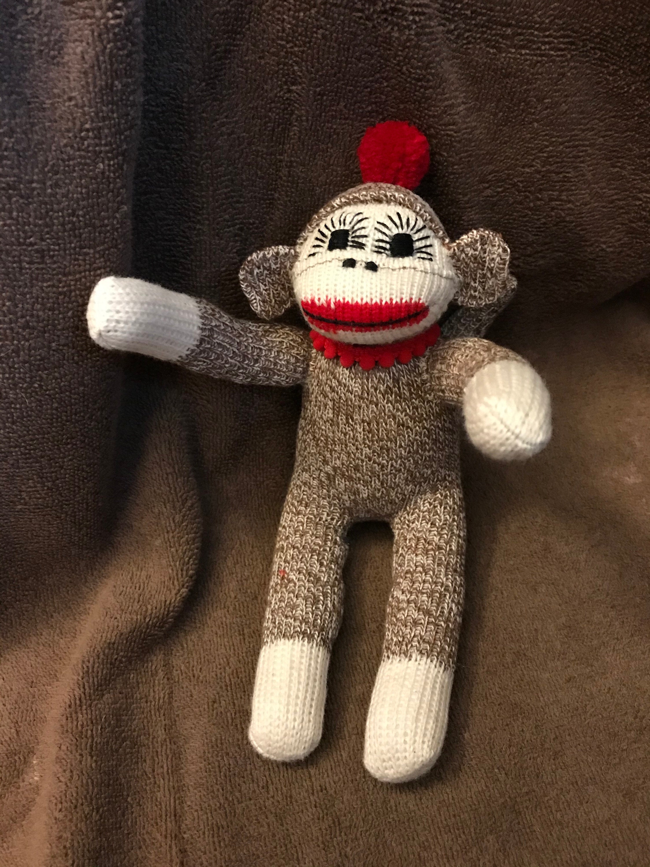 Sock Monkey Small Brown 8 Red Heeled | Etsy