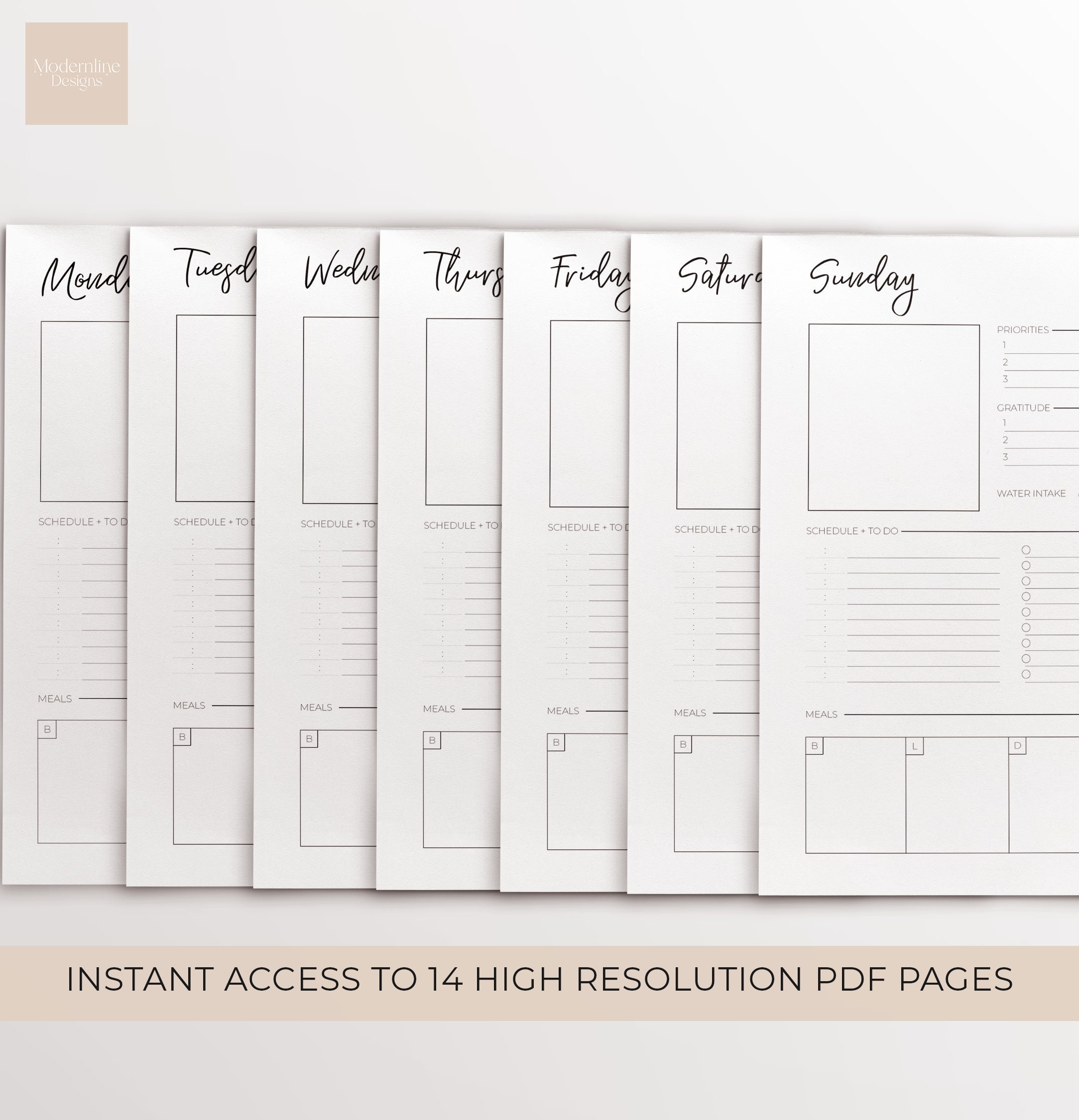 Printable 7 Day Daily Planner | A5 + US Letter - Etsy