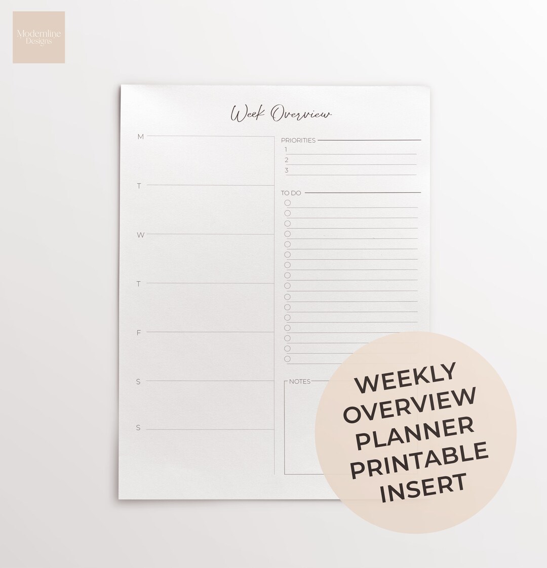 Printable Weekly Overview | A5 + US Letter - Etsy