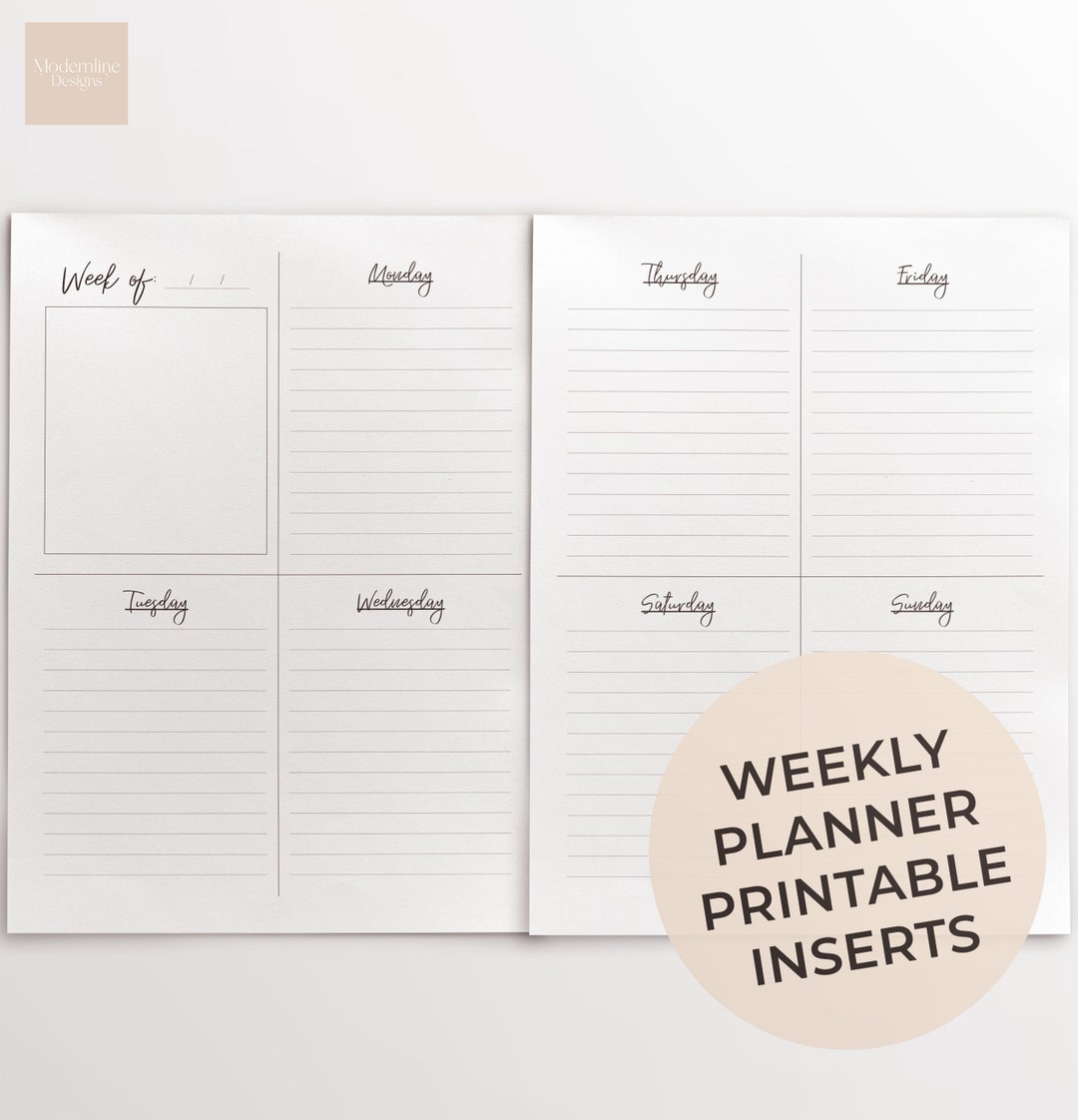Printable Weekly Planner | A5 + US Letter - Etsy