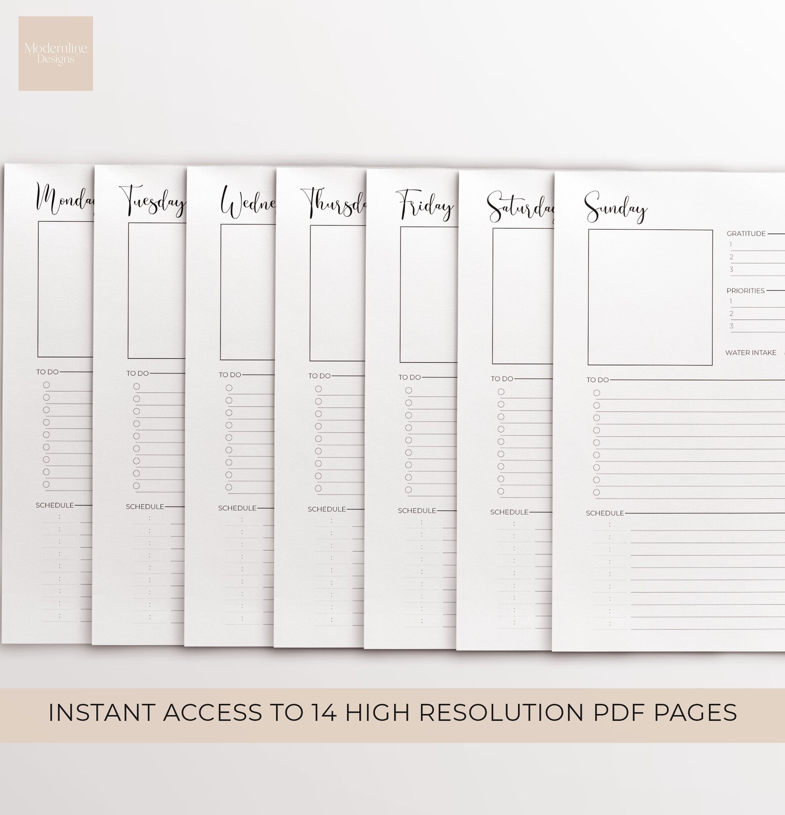 Printable 7 Day Daily Planner A5 US Letter - Etsy