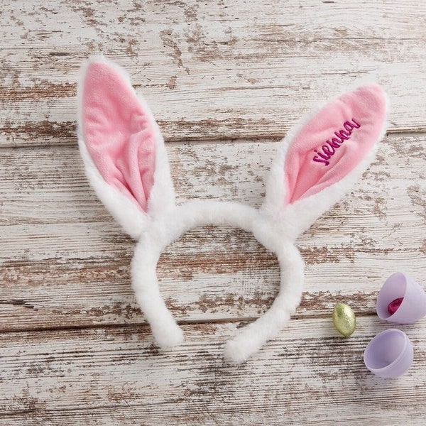 Embroidered Easter Bunny Ear Headband, Easter Headband, Easter Accessories, Kids Headband, Gift for Kids, Easter Gift, Bunny Ears, Fast Ship