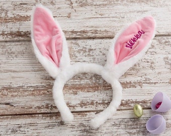 Embroidered Easter Bunny Ear Headband, Easter Headband, Easter Accessories, Kids Headband, Gift for Kids, Easter Gift, Bunny Ears, Fast Ship