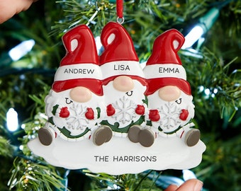 Gnome Family Personalized Ornament, Personalized Christmas Decor, Personalized Family Gifts, Ornament, Christmas Gnomes, Christmas Decor