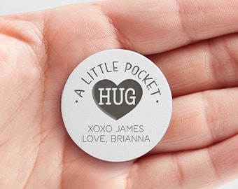I Love You token Birthday Gift Personalised birthday Present DD2323 Wooden Token Pocket Hug