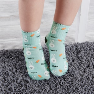 Bunny Treats Personalized Toddler Socks, Toddler Socks, Easter Toddler Socks, Bunny Socks, Easter Gift, Toddler Gift, Kid Gift, Easter Socks