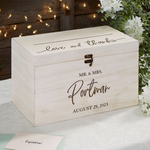 Classic Elegance Personalized Wedding Wood Card Box, Wedding Advice Box, Wedding Couples, Wedding Decorations, Personalized Gifts for Dad image 2