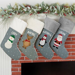 Santa and Friends Personalized Christmas Stockings – Family Christmas Stocking – Personalized Christmas Stocking – Family Stocking