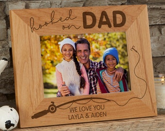 Hooked On Dad Personalized Picture Frame, Father's Day Gifts, Personalized Gifts for Dad, Personalized Father's Day Gifts