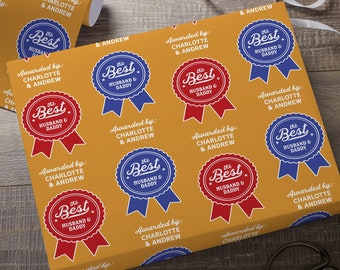 Best Dad Ribbon Personalized Wrapping Paper, Gift Wrap for Dad, Personalized Gift Wrap, Father's Day Gift, Dad Gift Wrap, Present Wrap