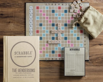 Scrabble® Personalized Vintage Bookshelf Edition Board Game, Personalized Games, Game Lovers, Family Gift