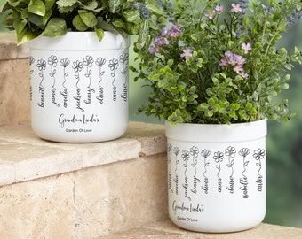 Personalized Gift for Grandma for Mother&#39;s Day -Garden Of Love Personalized Outdoor Flower Pot -Hand made Christmas gift for mom or gardener
