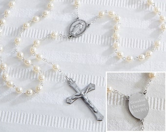 Personalized Adult Pearl Rosary, Religious Gifts, Spiritual Gifts