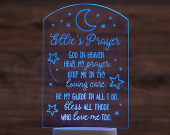 Goodnight Prayer Personalized LED Sign, Religious Gifts, LED Light Up Sign, Goodnight Nightlight, Lighting