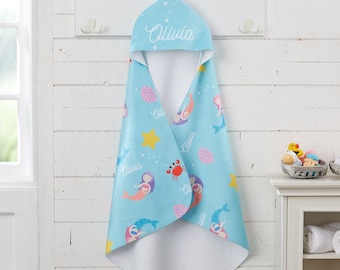Personalized Hooded Towel - Mermaid Hooded Towel - Baby Girl Gift - Mermaid Towel - Little Girls Towel - Mermaid Adventure Hooded Towel