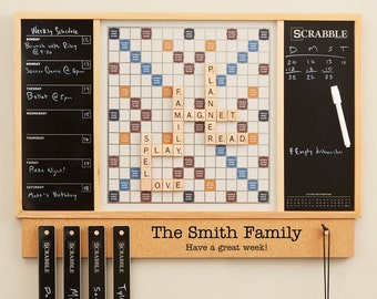 Scrabble Game Personalized Message Center, Gifts for Family, Housewarming Gifts, Memo Board, Cork Board, Chalk Board, Custom White Board