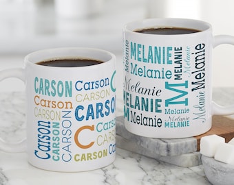 Repeating Name Personalized Coffee Mug, Gifts for Her, Mothers Day Gifts, Fathers Day Gift, Custom Coffee Cup, Mom Gift, Grandma Gift